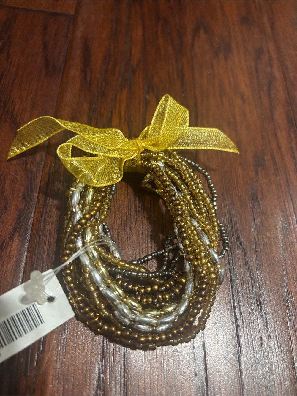 Multistrand Metallic Beaded 15 Bracelets Set - Gold and Silver